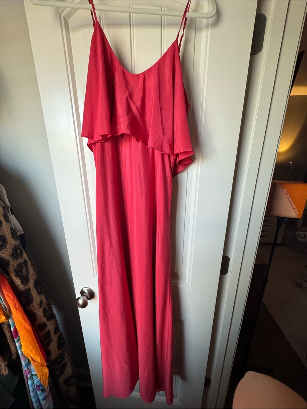 BCBGeneration Coral Ruffle Spaghetti-Strap Maxi Dress